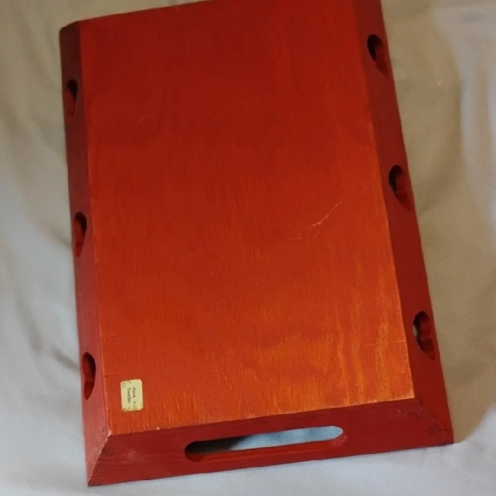 Red Vanity Tray with Glossy Finish and Raised Edges